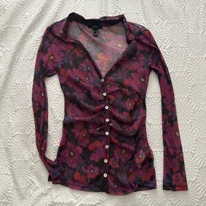 Forever 21 Mesh Floral Shirt
